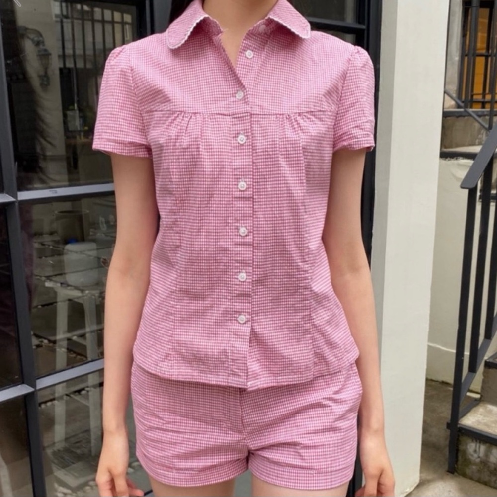 brandy melville red gingham Teagan top